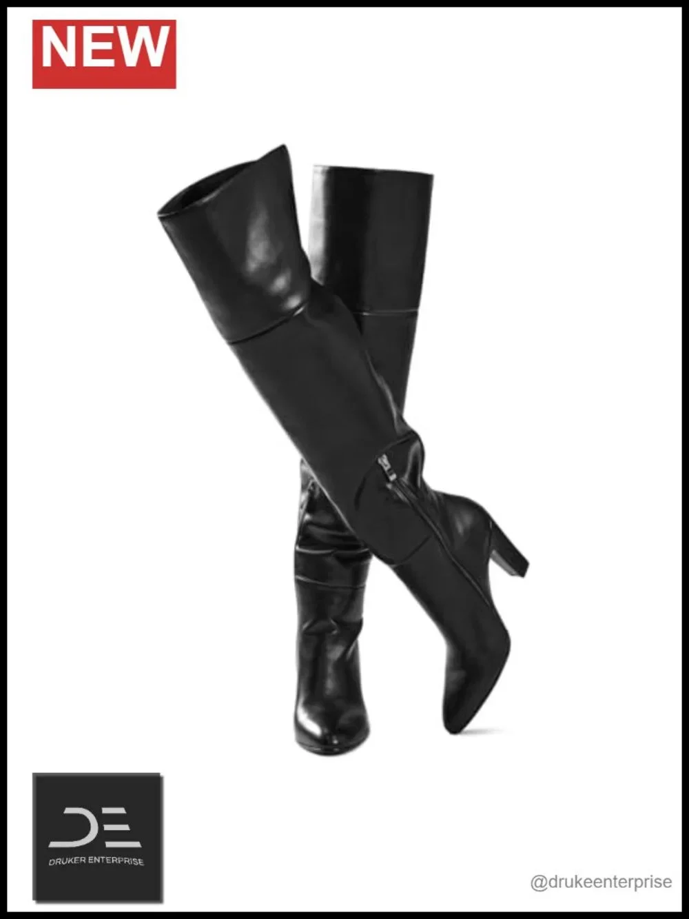Women's Over Knee Boots Wide Calf Chunky Heel Faux Leather Pointed Toe